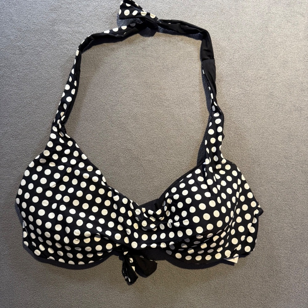 Coco Reef Verso Polka Dot Bikini Top Black White Underwire 36/38DD NWT U78288